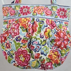 Vera Bradley "Hope Garden" Pink, Orange, Blue Quilted Double Handle Hobo Purse